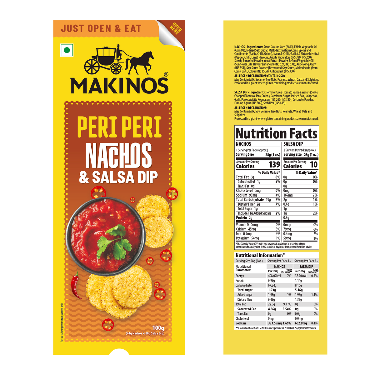 Makinos Peri Peri Nachos & Salsa Dip Tray
