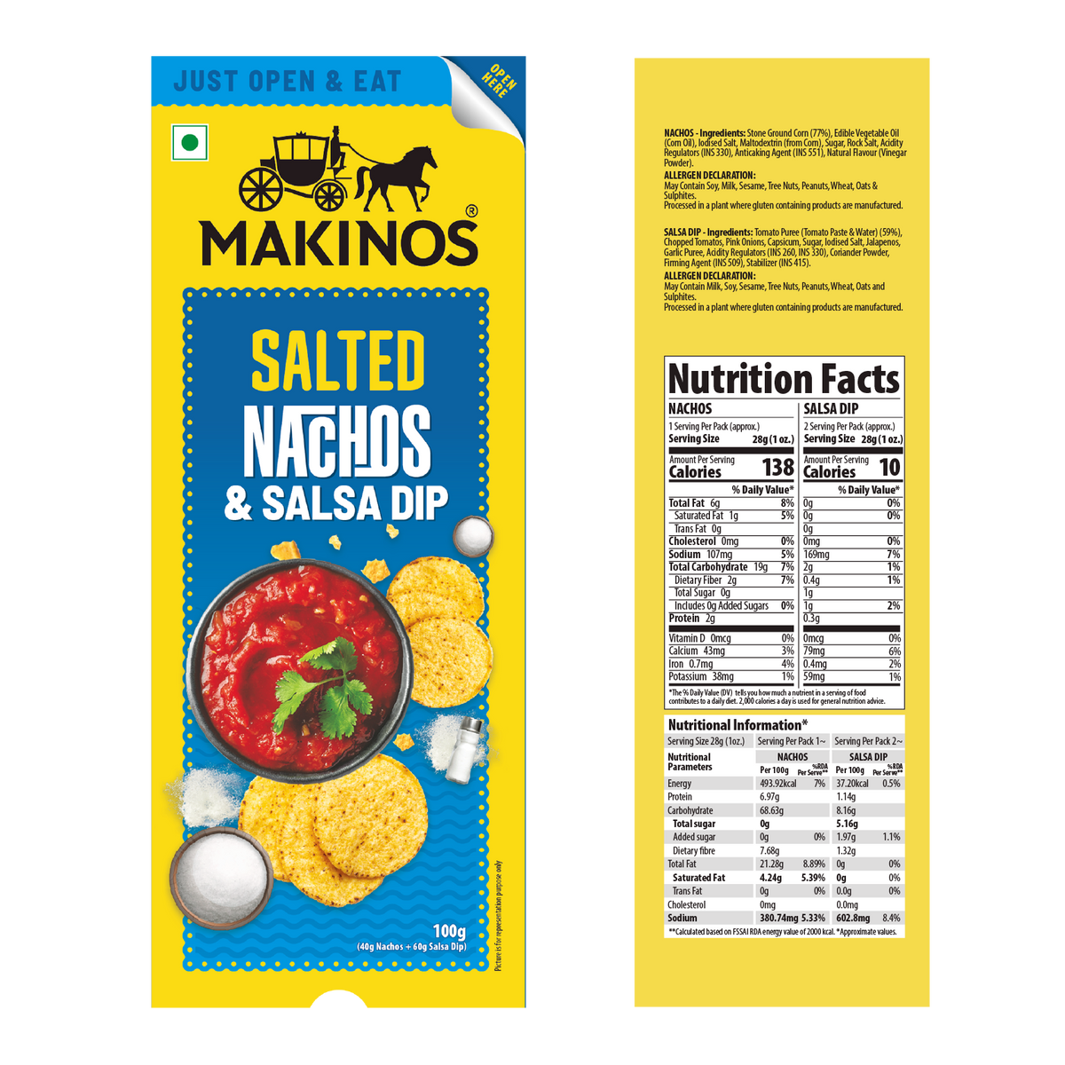 Makinos Salted Nachos & Salsa Dip Tray