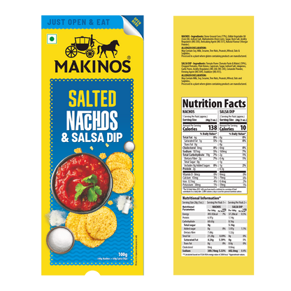 Makinos Salted Nachos & Salsa Dip Tray