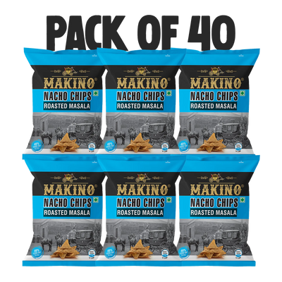 Makino Nacho Chips Roasted Masala 60 gm | Pack of 120 pcs.  | Bulk Pack for Retail |  Tortilla Chips